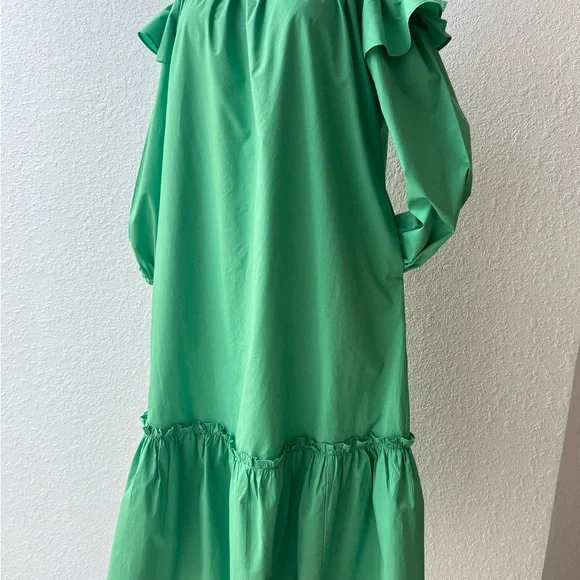 Who What Wear‎ Women’s Enchanted Emerald Green Off the Shoulder Midi Dress XS - Picture 2 of 9